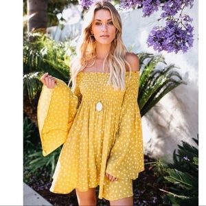Vici Dolls Yellow Maisey Bell Sleeve Dress